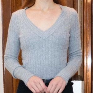 American Eagle Ribbed V-neck Sweater Shirt